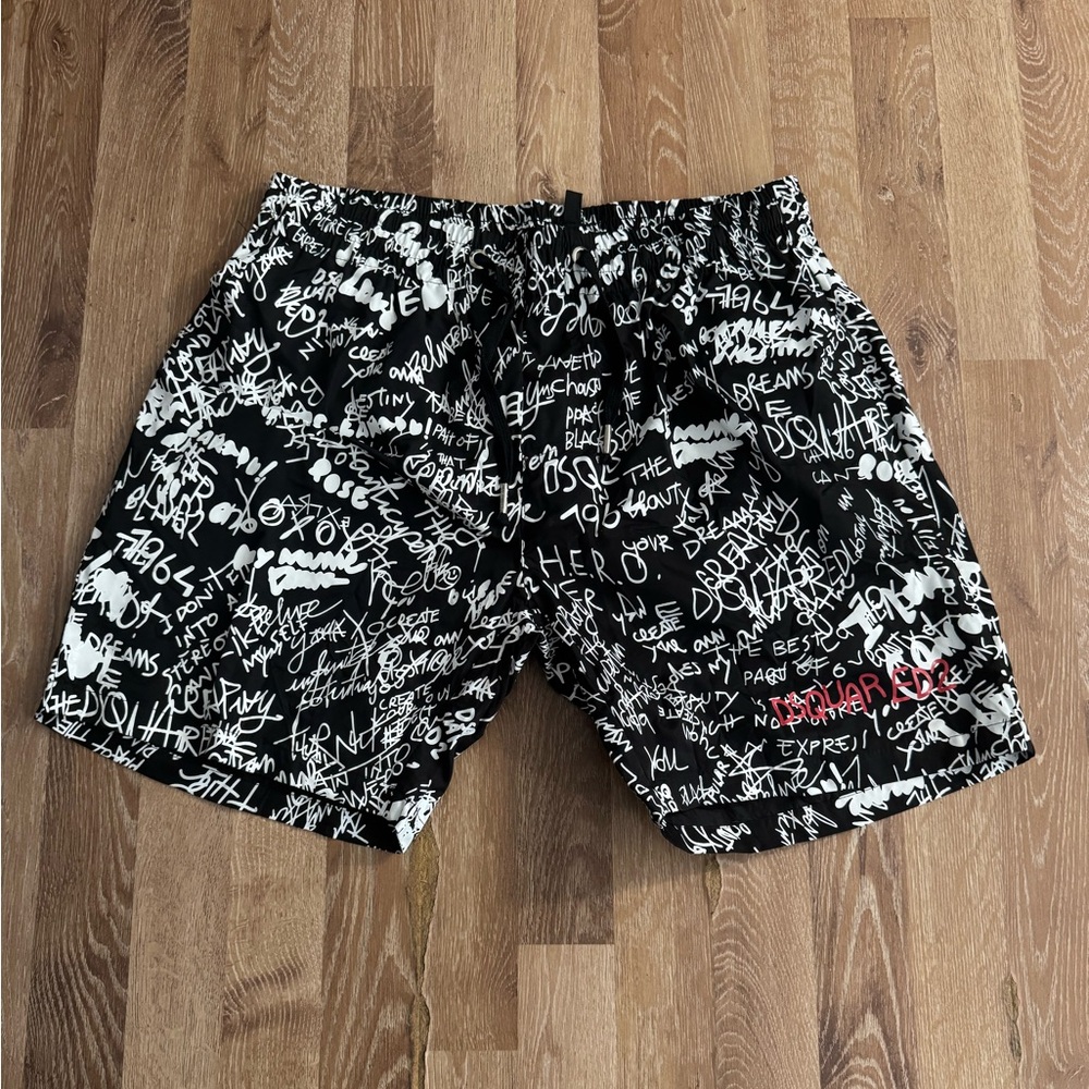 Dsquared2 Swim trunks black logo drawstring shorts Men